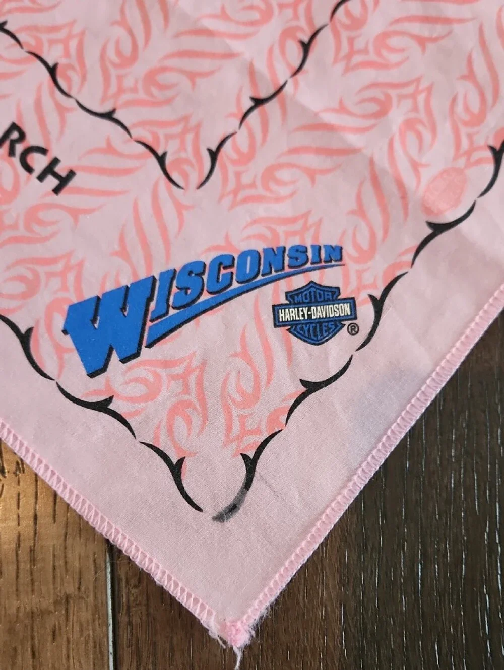 Betty Boop Pink Bandana with Navy Motorcycle Graphic